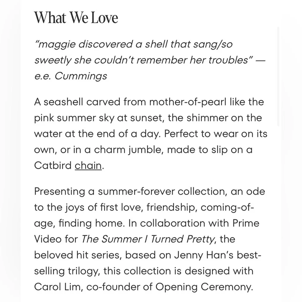 Catbird Summer-Forever Shell Charm- The Summer I Turned Pretty - Picture 11 of 17